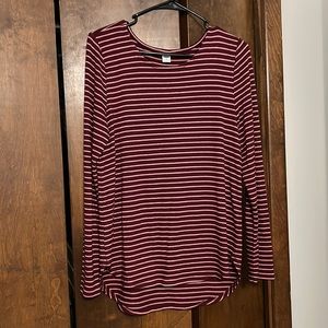 Old Navy Long Sleeve Maroon and Pink Striped Shirt
